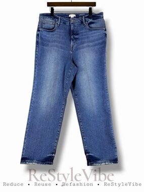 GOOD AMERICAN Women’s Size 16 Denim Jeans Good Boy Straight Crop Style Stretch